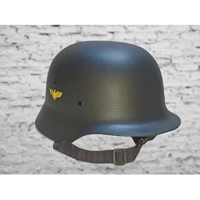 Classic Replica German Helmet WW2 M35 Plastic Army Helmet M1935 Built in Elastic Sponge, WWII M35 Black (Style 2)