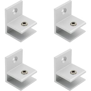 4PCS Glass Clamp, Heavy Duty Aluminum Alloy Glass Bracket, TTZEZE Glass Clips Adjustable Glass Shelf Brackets Wall Mounted Glass Holder Supports for Balustrade,Staircase,Handrail,Metal Casting
