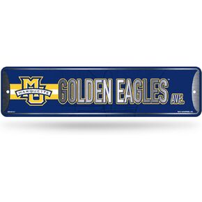 Rico Industries, NCAA Marquette Golden Eagles Metal Street Sign 4" x 15" Home Décor - Bedroom - Office - Man Cave