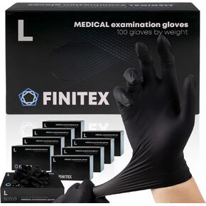 FINITEX Black Nitrile Disposable Medical Exam Gloves 5 mil Powder-free Latex-Free 1000 PCS Examination Gloves