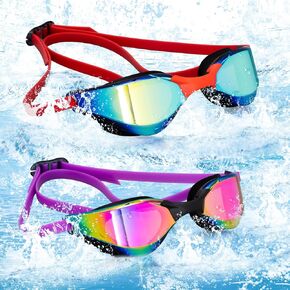 2 Pack Unisex Adult Swimming Goggles Air-Speed Anti-Fog Racing Swim Goggles