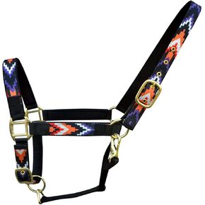 Nylon Horse Black Nylon Multicolor Patterned Neoprene Comfort Adjustable Halter 606191v