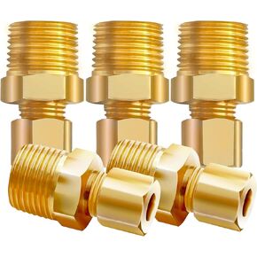 تركيب أنبوب مياه صانع الجليد ، 3/8 "npt male x 1/4" ضغط - (5 حزمة)