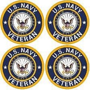 4-Pack 1.5 inch Round U.S. Navy Veteran Sticker (Naval Vet Small Logo us Sailor Vinyl Decal car Cell Laptop) USN Licensed