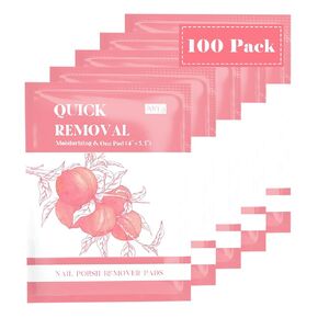 100PCS Nail Polish Remover Pads Acetone Nail Polish Remover Wipes Quickly Remove Nail Polish Wipes Travel-Friendly Large Size Individually Wrapped Moisturizing Wet Wipes For Nails