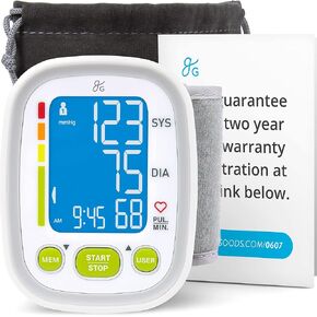 Greater Goods Wrist Blood Pressure Monitor - Backlit Digital BPM for Home or On-The-Go, Premium Cuff | Designed in St. Louis