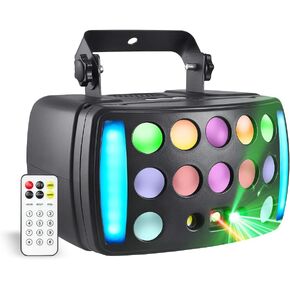 DJ Lights, Eyeshot Stage Disco Light 4 in 1 with RGBW Derby Beam, Red Green Pattern Light, Led Strobe and Dynamic Marquee, Remote & DMX Control Great for Disco Club Party DJ Stage Lighting