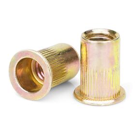30Pcs M10 Rivet Nuts, Carbon Steel Flat Head Rivnut Threaded Insert Nut, Knurled Body Nuts