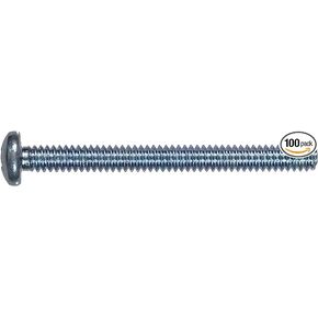 6-32 x 1 5/8 in Phillips Pan Machine Screws, Fully Threaded Zinc, 100 PCS 0626MPP