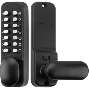 100% Mechanical Keyless Door Locks with Keypad Door Knob, Code Combination Lock with Handle, Front Gate Lock with Lever for Warehouse, Auto Lock, No Electronic (Pearl Chrome)