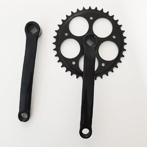 165mm Crankarm Single Speed Crankset for Mountain Road Bike Fixed Gear Bicycle Folding Bicycle(Square Taper, Black, Sprocket) (36T Single Speed Crankset-Black)