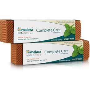 Himalaya Botanique Complete Care Toothpaste, Herbal, Mint Flavor, Fights Plaque, Freshens Breath, Fluoride Free, No Artificial Flavors, SLS Free, Cruelty Free, Foaming, 5.29 Oz, 2 Pack…