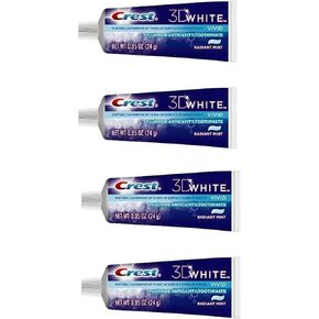 Crest 3D White Vivid Fluoride Anticavity Toothpaste Radiant Mint 0.85 oz Travel Size (Pack of 4)