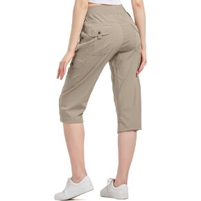 Women's Cargo Capris Hiking Pants with 6 Pockets Lightweight Quick Dry Outdoor Travel Casual Cotton Comfy Summer Pants