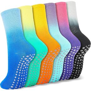 Pilates Girp Socks Cute Tie Dye Socks with Non Slip Grips for House Yoga Barre Hospital