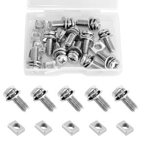12 Pcs Motorcycle Battery Terminal Screws 304 Stainless Steel Battery Bolts and Nuts Kit ATV Battery Bolt with Square Nuts for Bike Scooter Motorcycle ATV Part Accessories (M6x16MM)