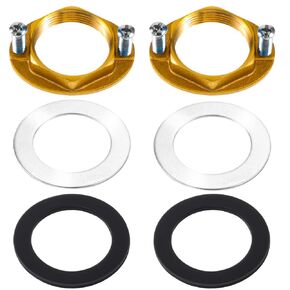 2 Set Brass Faucet Lock Nut, Female Thread Hex Lock Nut, Faucet Washers Single Hole Faucet Lock Nuts Faucet Fixing Tool Faucet Mounting Nut with Gasket (Inner Diameter:32mm/1.25'')(Transparent)