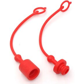 Hydraulic Coupler Dust Cap 1/4 ISO-B 5675 AG Male Female,CEKER Hydraulic Plug Quick connects Port Covers Fittings,Red Cap with Retention Ring Keeps Cap Attached to Hose 1set