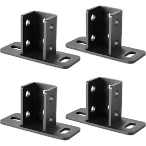 4 Pcs 2 Slotted Hole U Post Base Strut Mount Fit for 1-5/8" Square Single Channel, Black Powder-Coating Carbon Steel Q235B,Fence Post Base Channel Rail Crossmember Mounted Taller Strut Channel