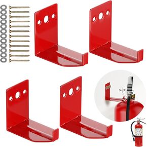 Fire Extinguisher Mounts & Brackets, 4 Pcs Universal Fire Extinguisher Holders, Wall Hook Hanger Max for 40 Lb Extinguishers with Screws, for Home Office Shopping Mall