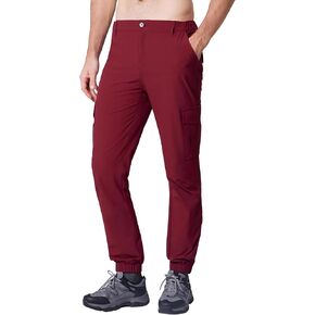 WULFUL Men's Hiking Cargo Pants Slim Fit Stretch Lightweight Quick Dry Joggers Waterproof Outdoor Trousers with Pocke