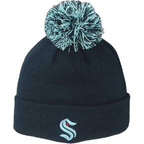 ZHATS Standard Seattle Kraken NHL Officially Licensed Beanie Pom Icon Team Color, One Size