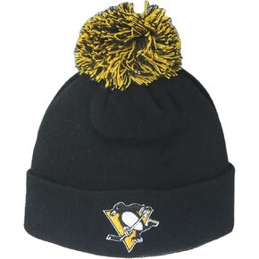 ZHATS Standard Pittsburgh Penguins NHL Officially Licensed Beanie Pom Icon Team Color, One Size
