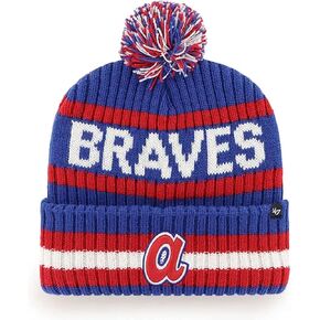 '47 MLB Unisex-Adult Cooperstown Bering Cuff Knit Cold Weather Pom Beanie Hat (US, Alpha, One Size, Atlanta Braves)