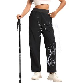 Womens Hiking Pants, Lightweight Resistant Work Pants, Women's Joggers Pants, Cargo Pants Zipper Pockets, Water Resistant