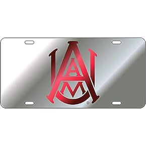 Alabama A&M Laser Cut License Plate Car Tag Bulldogs Silver Mirror