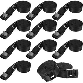 12PCS Adjustable Lashing Strap 1" x 6.5 ft Cam Buckle Tie Down Straps Heavy Duty Secure Straps up to 550lbs Capacity for Motorcycle, Cargo, Trucks,Trailer,Luggage, Black