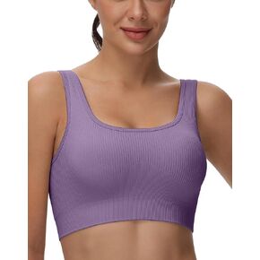 Sports Bras for Women Seamless Workout Crop Bra Tops Square Neck Compression High Impact Yoga Bra