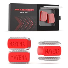 Jaw Exerciser for Men & Women– Upgraded Tough Bite Design– Silicone Jawline Exerciser Tablets- Powerful Jaw Trainer & Jawline Sculptor- Slims & Tones the Face (Intermediate - Red)