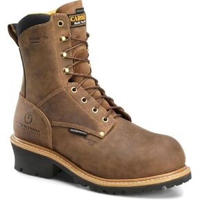 Carolina Boots Poplar 8" Composite Toe Insulated Waterproof Logger - Men's Durable Industrial-and-Construction-Boots for Safety, Dark Brown - 9.5