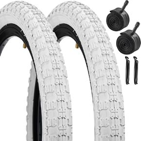 Kids Bike Tires 2-Pack Bicycle Tires and Pair Inner Tubes with Tire Levers Replacement Set 12.5/14/16/18/20x2.125 Inch Teenager Bike Tire for BMX MTB Children Racing