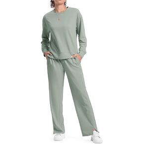 TBMPOY Womens Sweatsuit Casual Travel Outfits 2 Piece Sweat Track Suit Sweatpants Lounge Long Sleeve Airport Fall Set