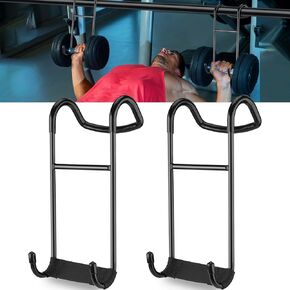 Dumbbell Spotter Hooks, Power Rack Attachments Connecting and Hanging Dumbbells to Barbells, Safety Steel Hanger Attachment for Chest and Shoulder Bench Press Hold Up 220lb