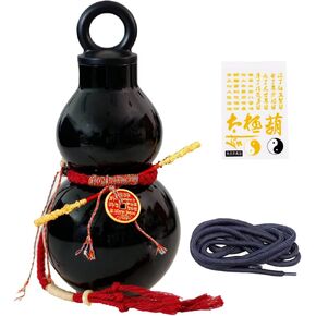 زجاجة مياه على شكل قرع 800 مل/28 أونصة زجاجة مياه على شكل قرع مع هراوة ذهبية صغيرة وعملة نحاسية وحبل تزيين وملصقات DIY زجاجة قرع مستوحاة من الطراز القديم الصيني in Kuwait