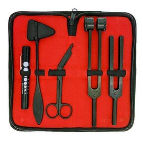 TUFAIL Limited Edition Set of 5 pcs Taylor Hammer + Penlight + Tuning Fork C 128 C 512 + Bandage Scissors 5.5"Full Tactical Black