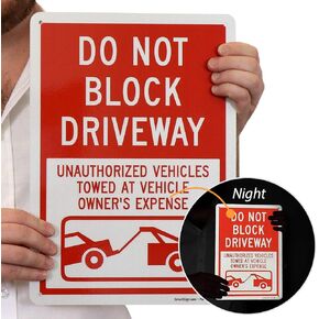 SmartSign “Do Not Block Driveway Sign" - 10" x 14" Engineer Grade Reflective Aluminum, Made in USA