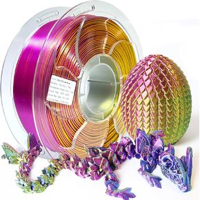 Tri-Color PLA Filament 1.75mm PLA 3D Printer Filament, Coextrusion Rainbow Silk PLA Red-Yellow-Blue, SIKENHO Rainbow Filament Fit Most FDM 3D Printers, 3D Filament +/-0.02mm, 1kg Spool(2.2lbs)