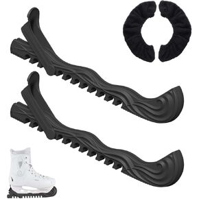 2 Pairs Ice Skate Guards, Adjustable Figure Skate Blade Protector and Soft Skate Blade Cover, Youth Hockey Figure Skating Protectors for Girls Boys (Black)