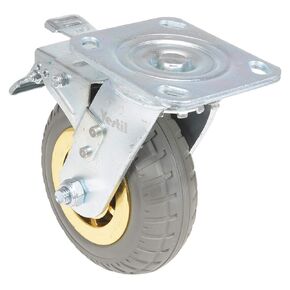 Vestil CST-VE-6X2FF-SWTB Flat-Free Swivel with Total Brake Caster 6 in. Diameter x 2 in. Width 617 Lb. Capacity Dark Gray/Gold