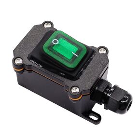 IP67 Waterproof Inline Cord Switch 12V DC 20A 4Pin 2 Position DPST On Off Outdoor Toggle Switch with Green Light Rocker Button,One-Side Entry & Exit Line
