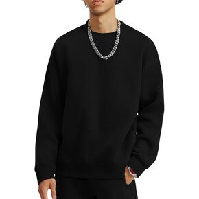 Flygo Mens Crewneck Sweatshirt Fleece Pullover Top Oversized Casual Long Sleeve Sweatshirts Sweater Fashion Streetwear
