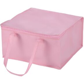 uxcell Insulated Reusable Grocery Bags with Zippers, Collapsible Cooler Bags Washable Food Shopping Bags for Hot/Cold Food Groceries Travel Beach (Pink, 15.7"x15.7"x8.7")