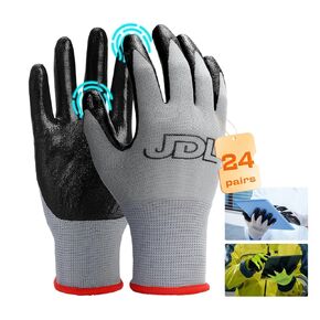 JDL Safety Work Gloves with Nitrile Coating-Waterproof Palm;Touchscreen Compatible,US Patent,Superior Dexterity;Seamless Knit Non-slip Oil Resistant Working Gloves for Men and Women