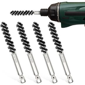 4 Pcs Golf Clubs Brush Head Hosel Brush Hex Shank Handle Electric Drill Wire Brush Golf Shaft Ferrules Brush Stainless Steel Bore Brush Cleaning Wire Brush Tool for Wood and Iron
