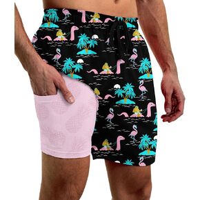 Men's Swim Trunks 5.5 Inch Bathing Suits for Men 2 in 1 Board Shorts with Compression Liner