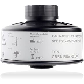 Gas Mask Filter, Standard 40mm Gas Mask Filters for Gas Mask, 40mm Activated Carbon Filter for Industrial Organic Vapor Spray Paint Sanding Dust Resin Chemicals, 20-Year Shelf Life